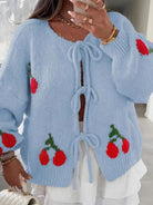Cherry Pattern Tie-Front Oversized Cardigan-Cardigan-Krush Kandy, Women's Online Fashion Boutique Located in Phoenix, Arizona (Scottsdale Area)
