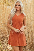 Embroidered Pocket Corduroy Mini Dress-Dresses-Krush Kandy, Women's Online Fashion Boutique Located in Phoenix, Arizona (Scottsdale Area)