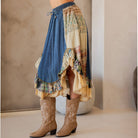 Western Boho Chic: Patchwork Midi Skirt-Skirts-Krush Kandy, Women's Online Fashion Boutique Located in Phoenix, Arizona (Scottsdale Area)