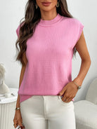 Mock Neck Cap Sleeve Knit Top-Tops-Krush Kandy, Women's Online Fashion Boutique Located in Phoenix, Arizona (Scottsdale Area)