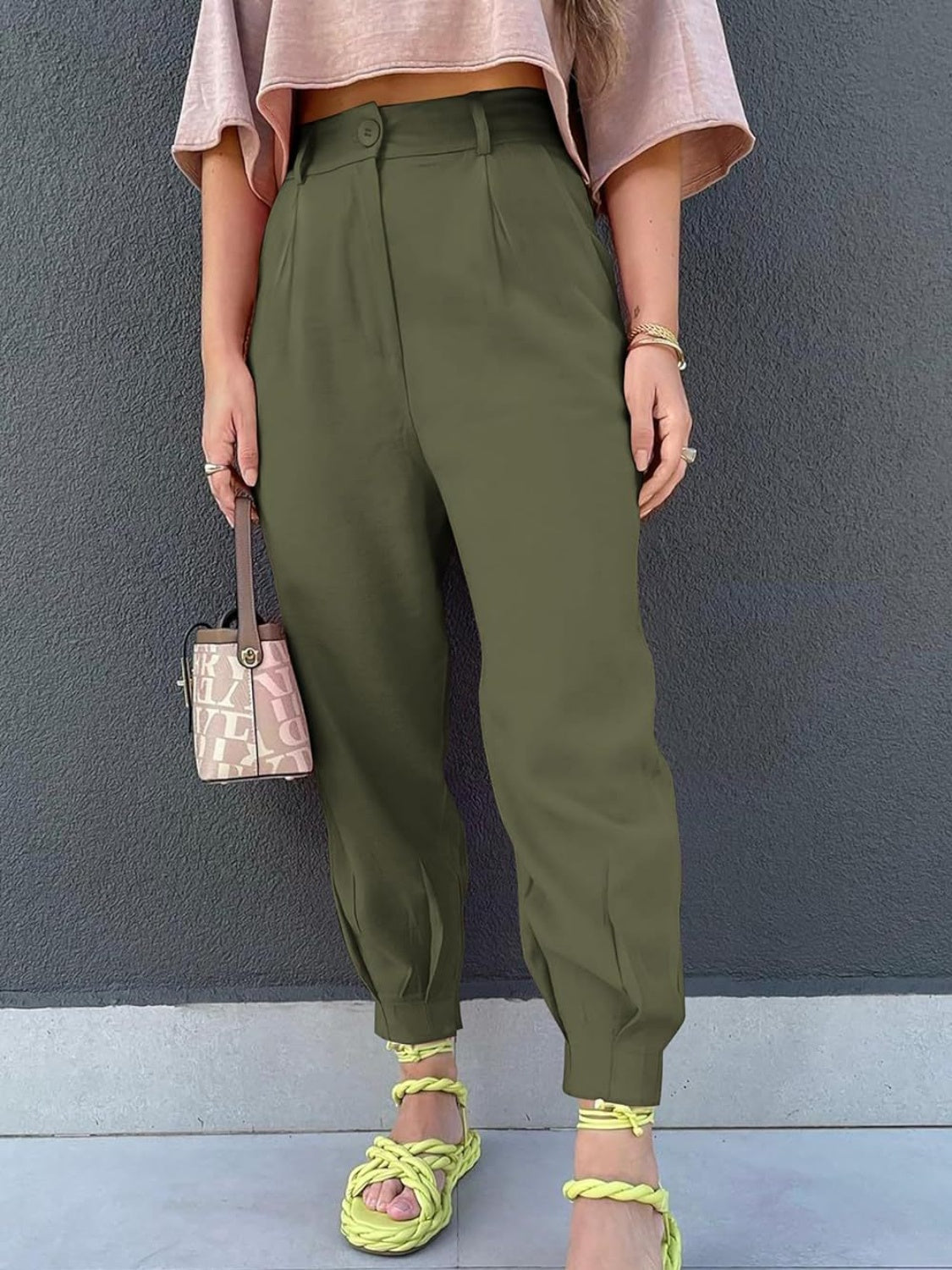 High Waist Cropped Pants-Krush Kandy, Women's Online Fashion Boutique Located in Phoenix, Arizona (Scottsdale Area)