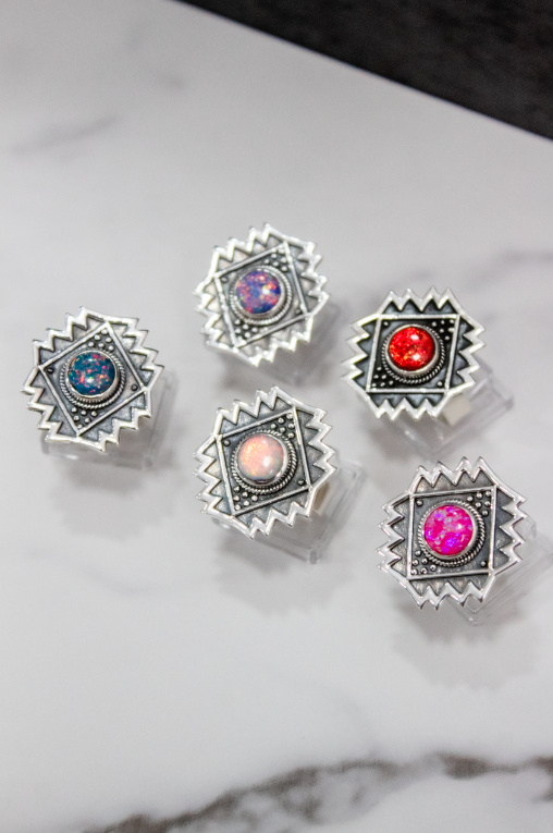 Intricate Aztec Design Stone Matching Ring-Statement Rings-Krush Kandy, Women's Online Fashion Boutique Located in Phoenix, Arizona (Scottsdale Area)