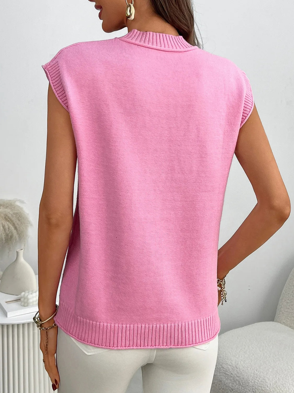 Mock Neck Cap Sleeve Knit Top-Tops-Krush Kandy, Women's Online Fashion Boutique Located in Phoenix, Arizona (Scottsdale Area)