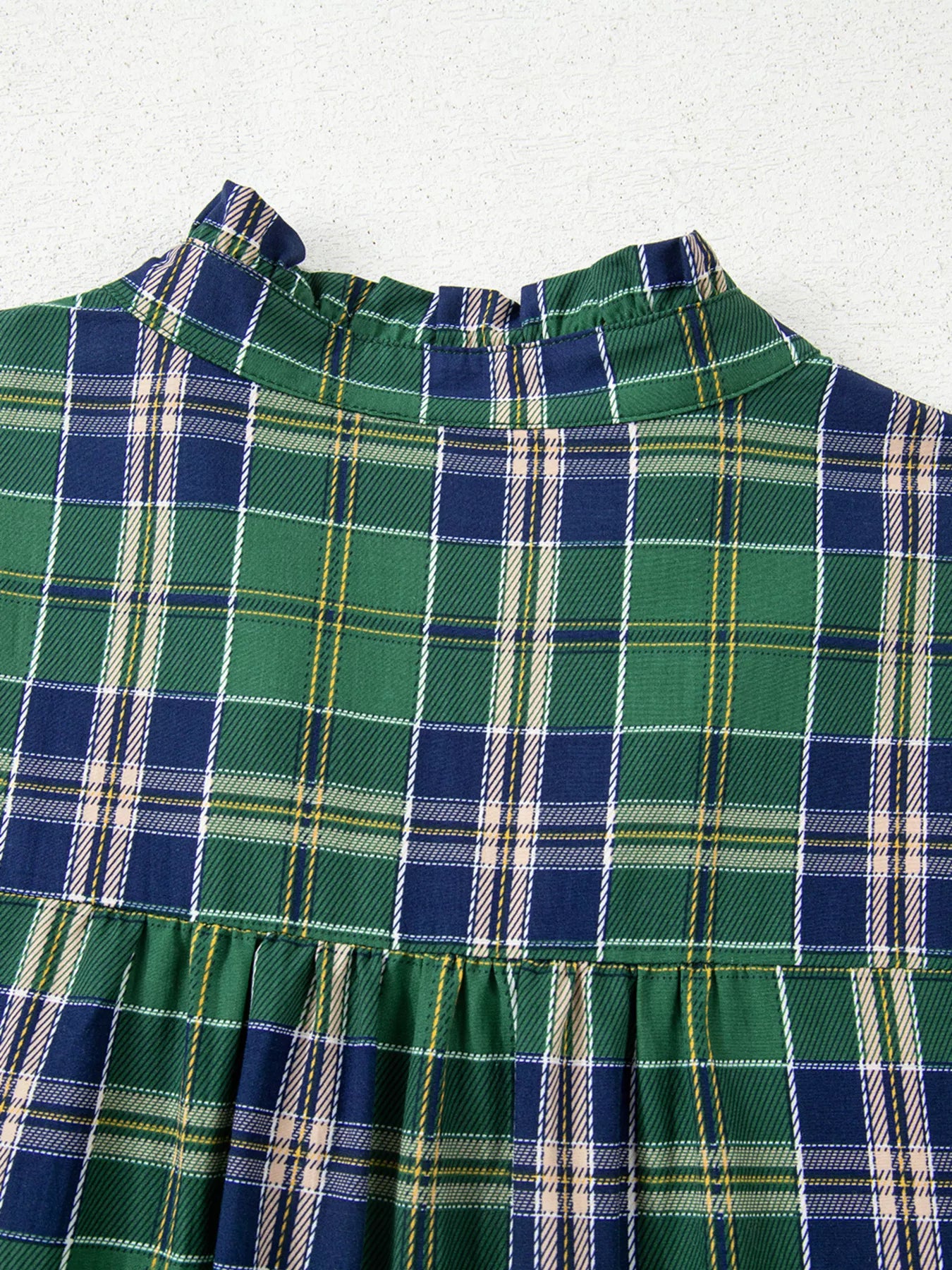 Plaid Frilly Collar Long Sleeve Shift Mini Dress-Dresses-Krush Kandy, Women's Online Fashion Boutique Located in Phoenix, Arizona (Scottsdale Area)