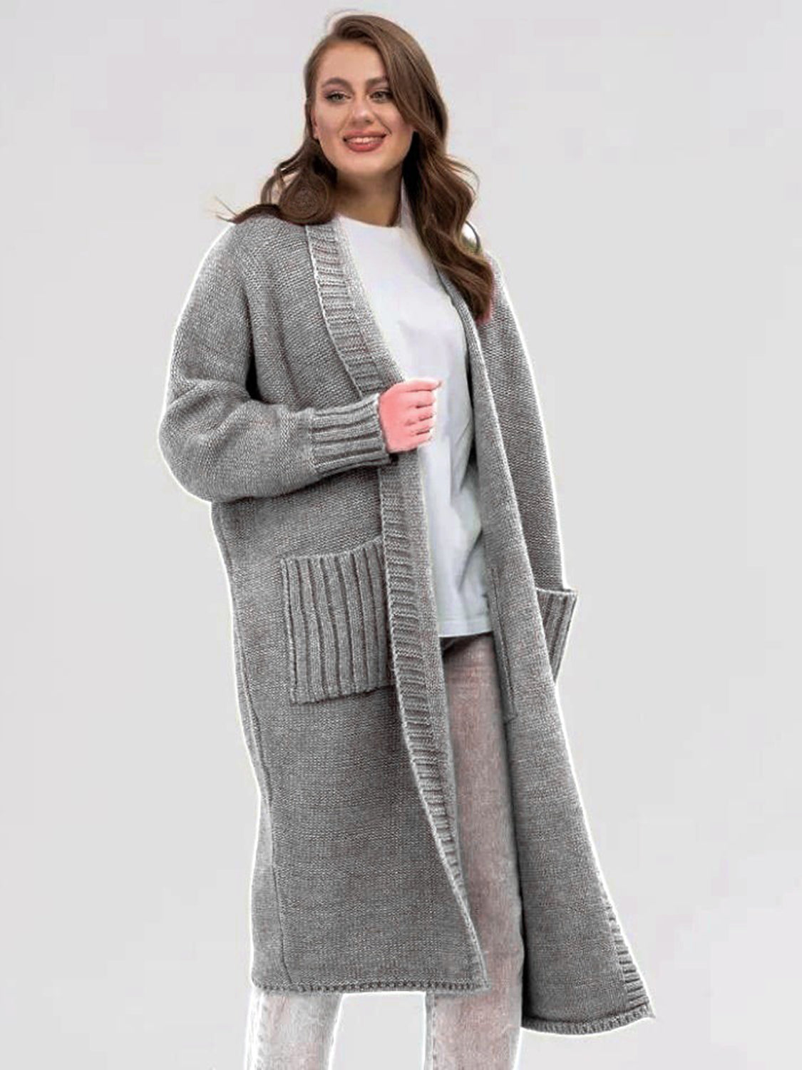 Pocketed Open Front Long Sleeve Longline Cardigan-Krush Kandy, Women's Online Fashion Boutique Located in Phoenix, Arizona (Scottsdale Area)