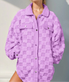 Double Take Button Up Fuzzy Checkered Shacket-Jacket-Krush Kandy, Women's Online Fashion Boutique Located in Phoenix, Arizona (Scottsdale Area)