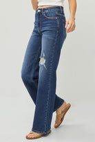 RISEN Full Size High Rise Distressed Wide Leg Jeans-Jeans-Krush Kandy, Women's Online Fashion Boutique Located in Phoenix, Arizona (Scottsdale Area)