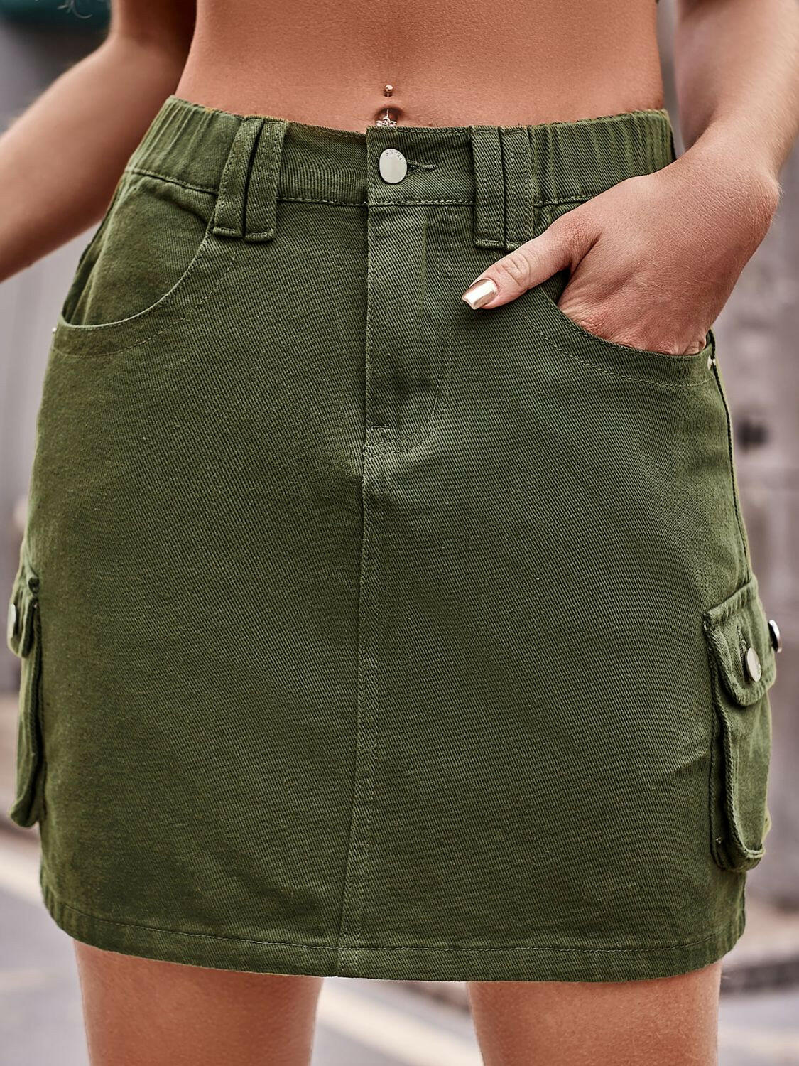Denim Mini Skirt with Pockets-Krush Kandy, Women's Online Fashion Boutique Located in Phoenix, Arizona (Scottsdale Area)