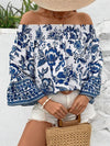 Smocked Printed Off-Shoulder Blouse-Blouses-Krush Kandy, Women's Online Fashion Boutique Located in Phoenix, Arizona (Scottsdale Area)
