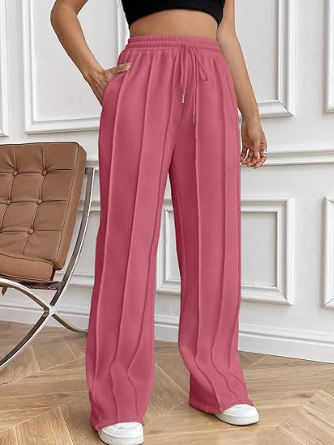 Drawstring Wide Leg Pants with Pockets-Krush Kandy, Women's Online Fashion Boutique Located in Phoenix, Arizona (Scottsdale Area)