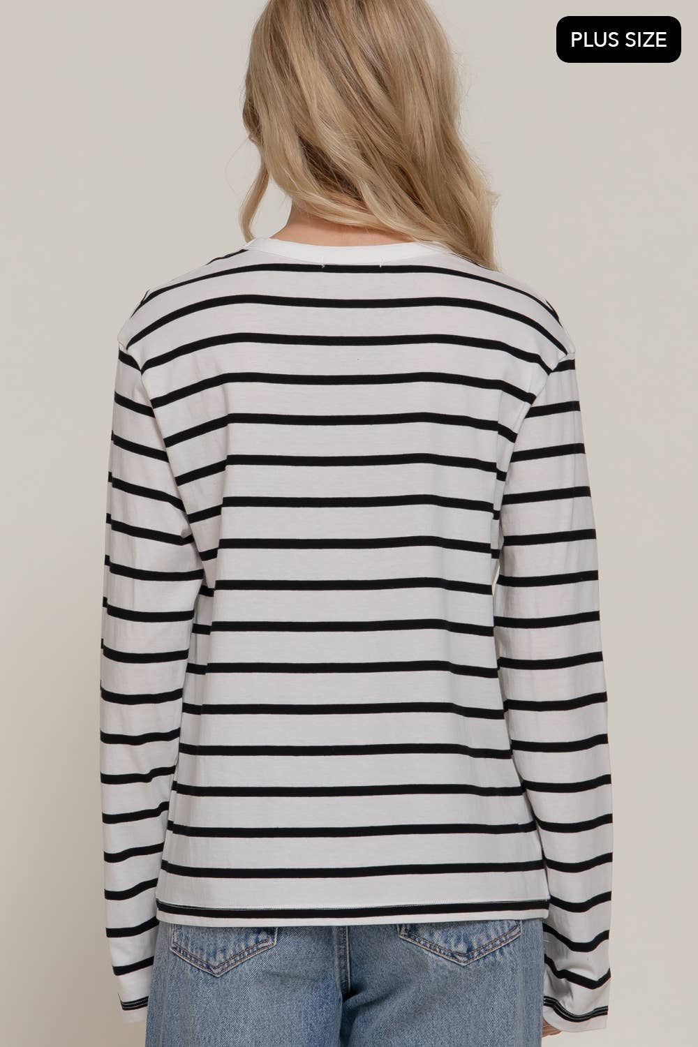 Long Sleeve Round Neck Stripe Tee-Long Sleeve Tops-Krush Kandy, Women's Online Fashion Boutique Located in Phoenix, Arizona (Scottsdale Area)