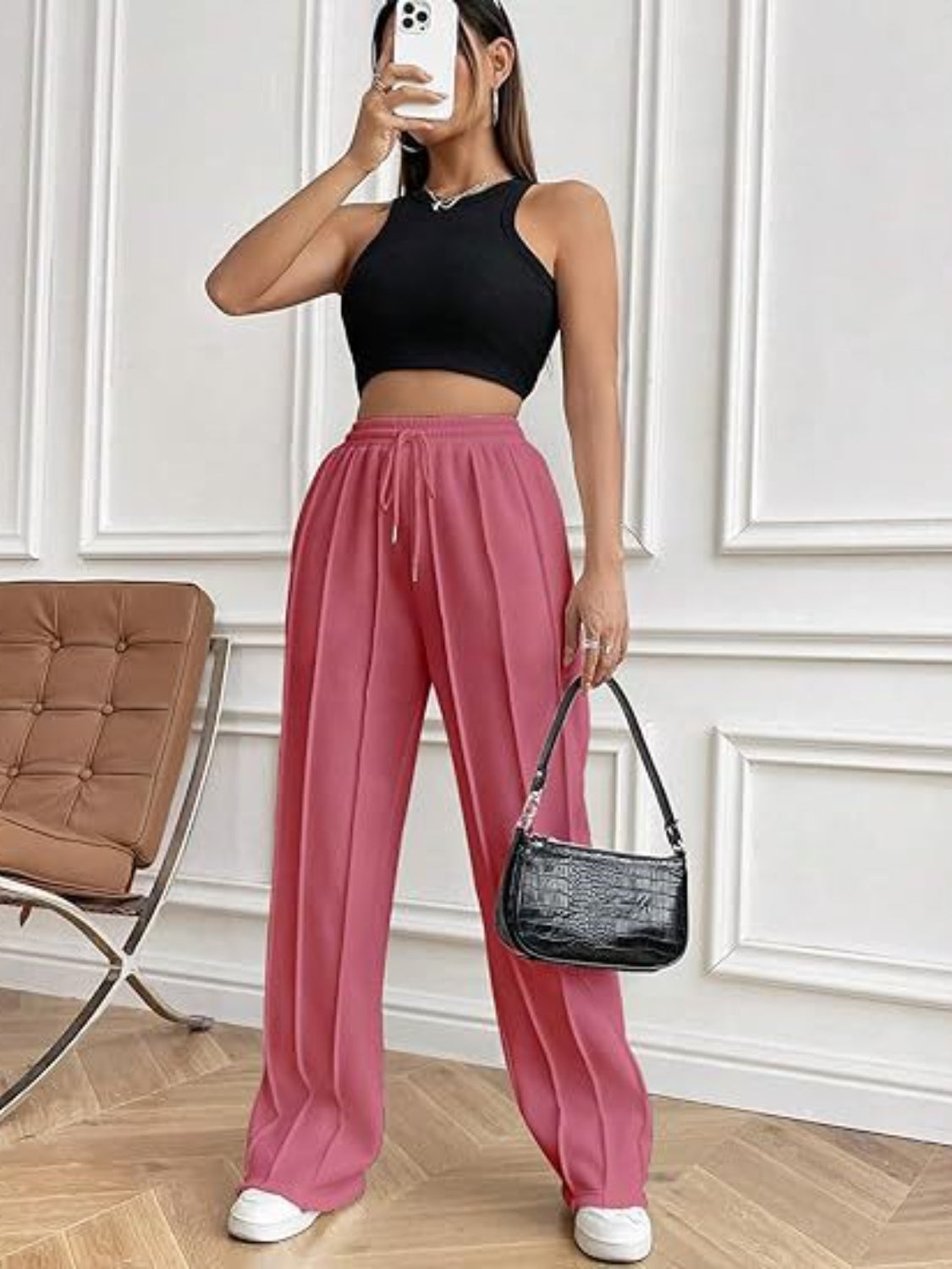 Drawstring Wide Leg Pants with Pockets-Krush Kandy, Women's Online Fashion Boutique Located in Phoenix, Arizona (Scottsdale Area)