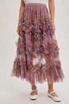 Floral Ruffled Mesh Midi Skirt-Skirts-Krush Kandy, Women's Online Fashion Boutique Located in Phoenix, Arizona (Scottsdale Area)