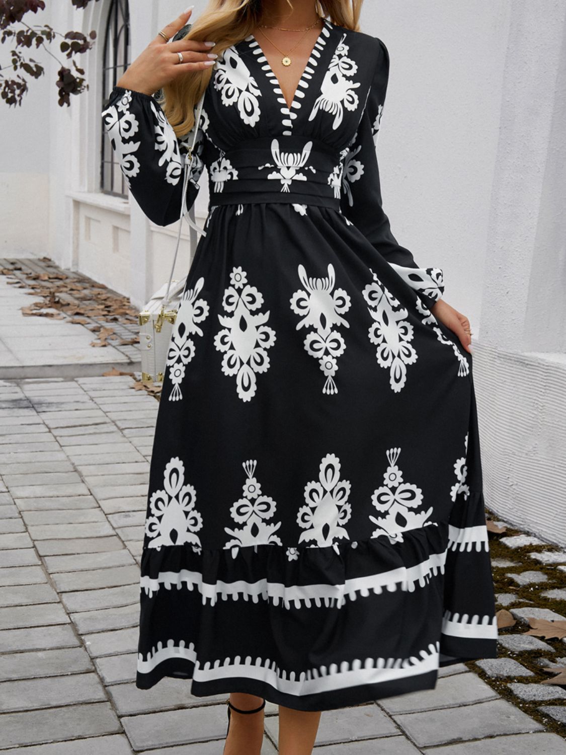 Cassie Printed Long Sleeve Maxi Dress-Dresses-Krush Kandy, Women's Online Fashion Boutique Located in Phoenix, Arizona (Scottsdale Area)