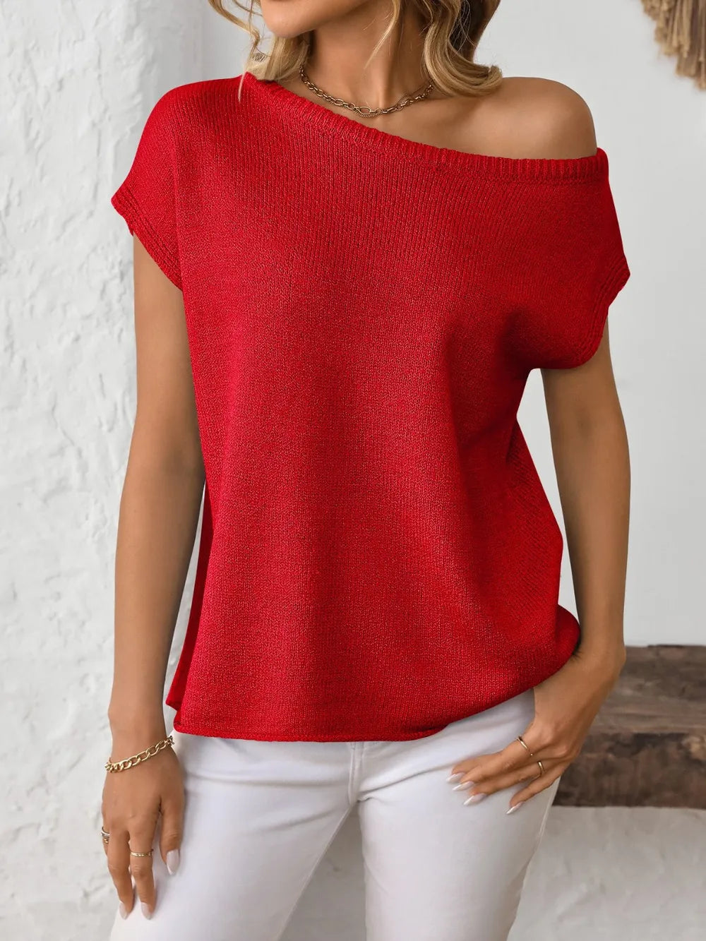 Mandy Boat Neck Short Sleeve Knit Top-Tops-Krush Kandy, Women's Online Fashion Boutique Located in Phoenix, Arizona (Scottsdale Area)