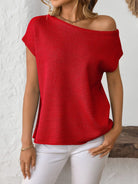 Mandy Boat Neck Short Sleeve Knit Top-Tops-Krush Kandy, Women's Online Fashion Boutique Located in Phoenix, Arizona (Scottsdale Area)