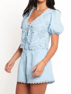 Lace Detail V-Neck Top and Shorts Set-2 Piece Outfit Sets-Krush Kandy, Women's Online Fashion Boutique Located in Phoenix, Arizona (Scottsdale Area)
