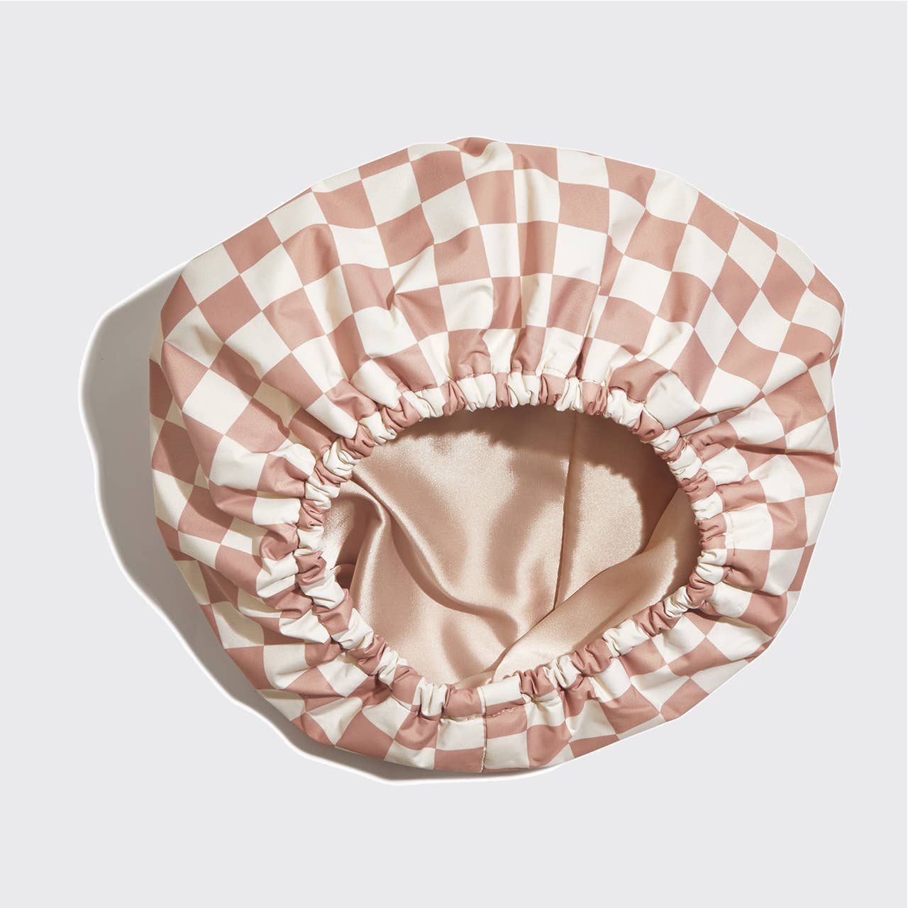 Satin Lined Flexi Shower Cap - Terracotta Checker-Hair Accessories-Krush Kandy, Women's Online Fashion Boutique Located in Phoenix, Arizona (Scottsdale Area)