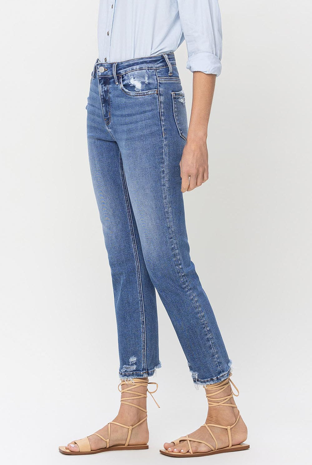 Lovervet High Rise Raw Hem Straight Jeans-Krush Kandy, Women's Online Fashion Boutique Located in Phoenix, Arizona (Scottsdale Area)