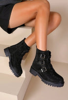 Rhinestone Buckle Ankle Boots-Shoes-Krush Kandy, Women's Online Fashion Boutique Located in Phoenix, Arizona (Scottsdale Area)