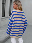 Striped Dropped Shoulder Sweater-Sweaters-Krush Kandy, Women's Online Fashion Boutique Located in Phoenix, Arizona (Scottsdale Area)