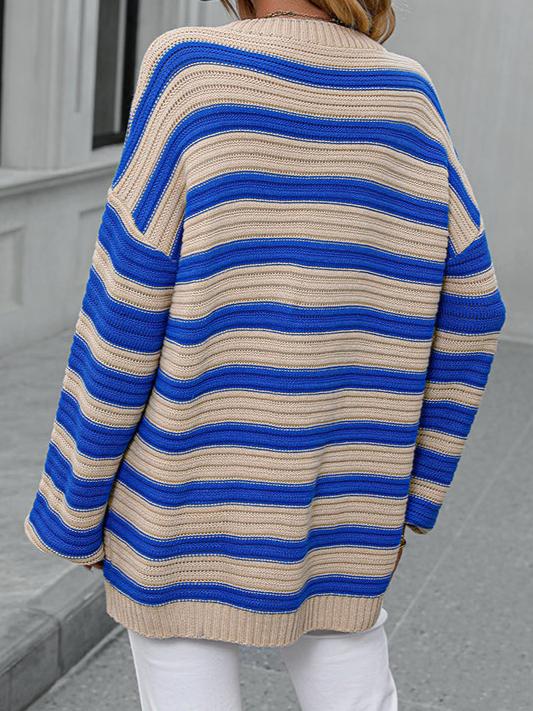 Striped Dropped Shoulder Sweater-Sweaters-Krush Kandy, Women's Online Fashion Boutique Located in Phoenix, Arizona (Scottsdale Area)