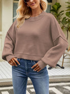 Round Neck Dropped Shoulder Sweater-Krush Kandy, Women's Online Fashion Boutique Located in Phoenix, Arizona (Scottsdale Area)