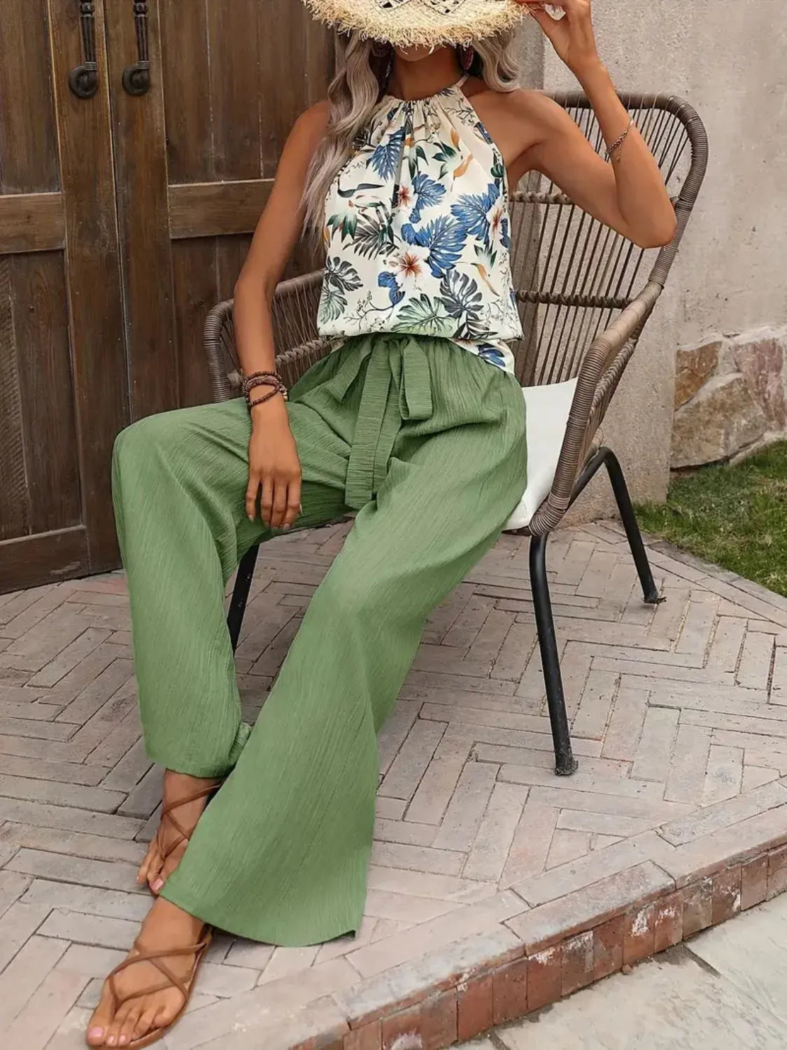 Printed Tank Top and Wide Leg Pants Set-Tops-Krush Kandy, Women's Online Fashion Boutique Located in Phoenix, Arizona (Scottsdale Area)
