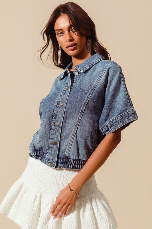 Button Front Dolman Denim Jacket-Tops-Krush Kandy, Women's Online Fashion Boutique Located in Phoenix, Arizona (Scottsdale Area)