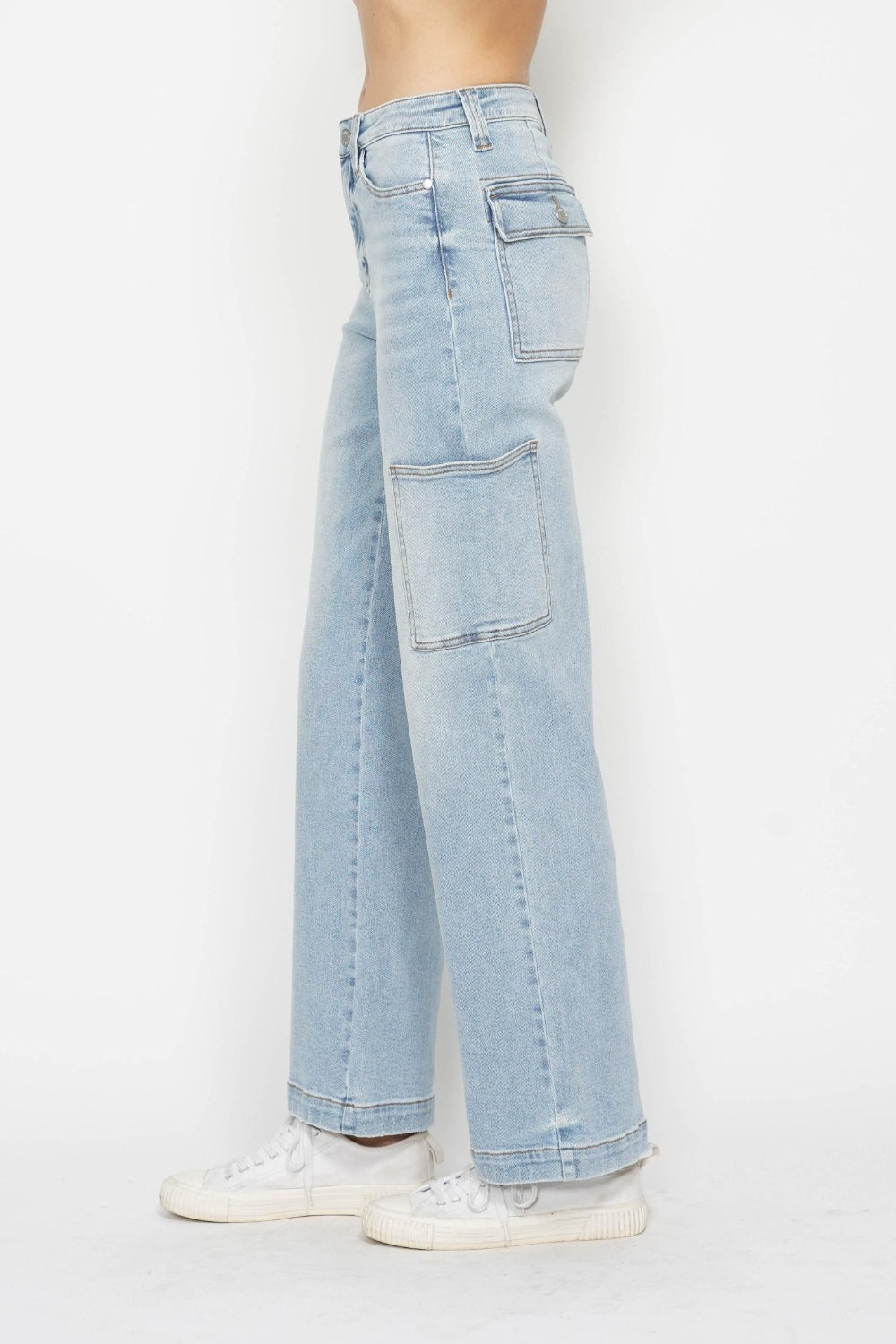 Judy Blue Full Size High Waist Straight Cargo Jeans-Jeans-Krush Kandy, Women's Online Fashion Boutique Located in Phoenix, Arizona (Scottsdale Area)