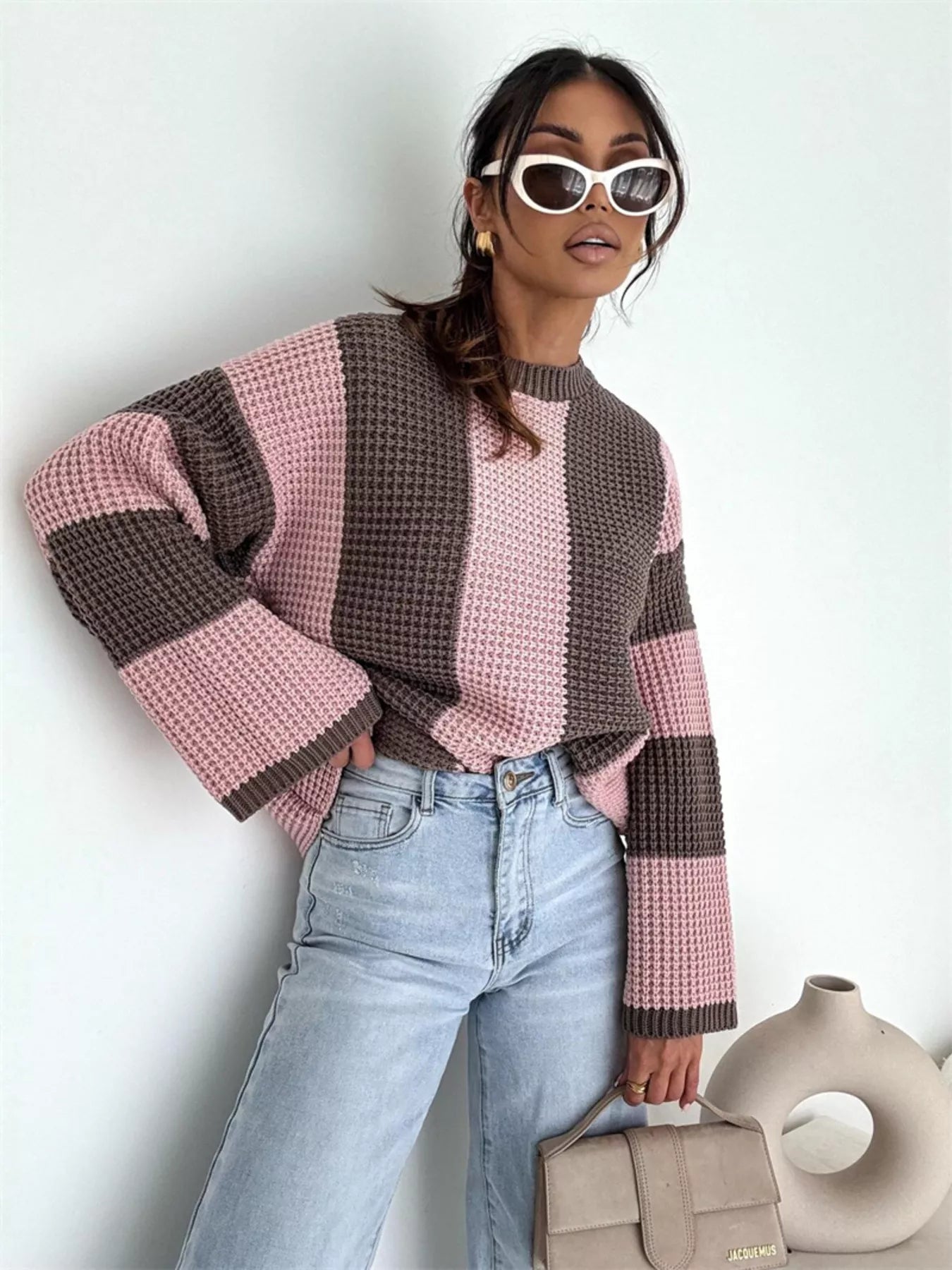 Color Block Long Sleeve Sweater-Sweater-Krush Kandy, Women's Online Fashion Boutique Located in Phoenix, Arizona (Scottsdale Area)