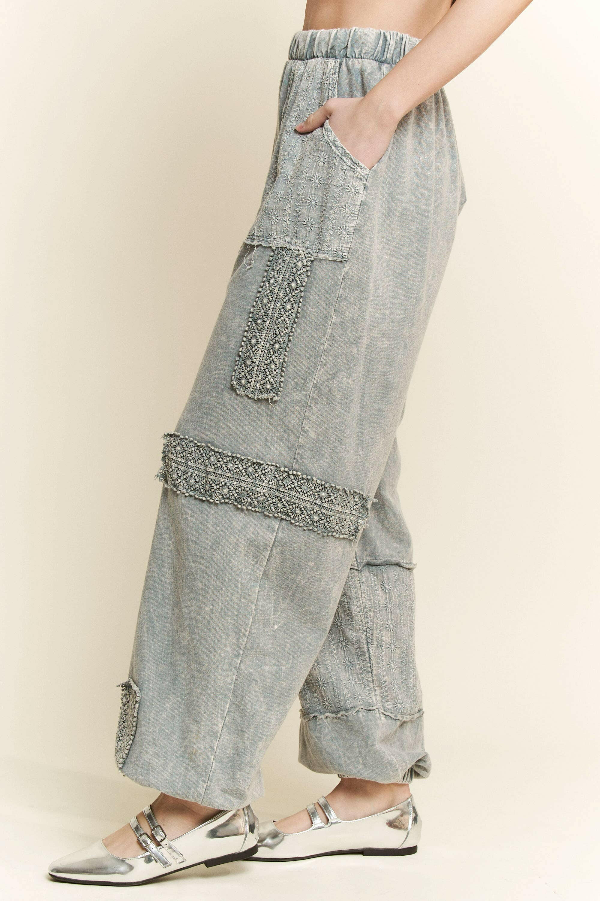 MineralWash Eyelet detailed Boho Joggers-Krush Kandy, Women's Online Fashion Boutique Located in Phoenix, Arizona (Scottsdale Area)