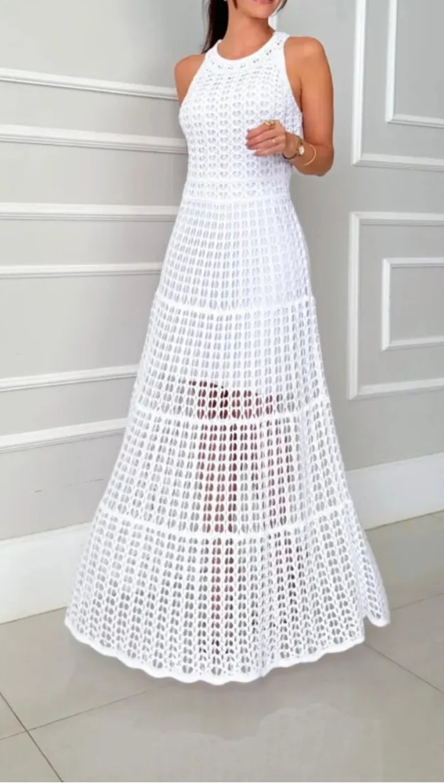 Hollowed-Out Sleeveless Maxi Dress-Dresses-Krush Kandy, Women's Online Fashion Boutique Located in Phoenix, Arizona (Scottsdale Area)