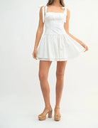 MABLE Shoulder Tie Corset Panel Mini Dress-Dresses-Krush Kandy, Women's Online Fashion Boutique Located in Phoenix, Arizona (Scottsdale Area)