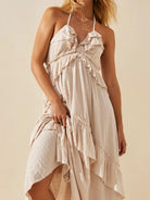 Ruffled Halter Neck Maxi Dress-Dresses-Krush Kandy, Women's Online Fashion Boutique Located in Phoenix, Arizona (Scottsdale Area)