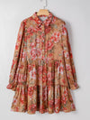 Floral Print Half Button Flounce Sleeve Ruffle Mini Dress-Dresses-Krush Kandy, Women's Online Fashion Boutique Located in Phoenix, Arizona (Scottsdale Area)