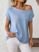 Mandy Boat Neck Short Sleeve Knit Top-Tops-Krush Kandy, Women's Online Fashion Boutique Located in Phoenix, Arizona (Scottsdale Area)