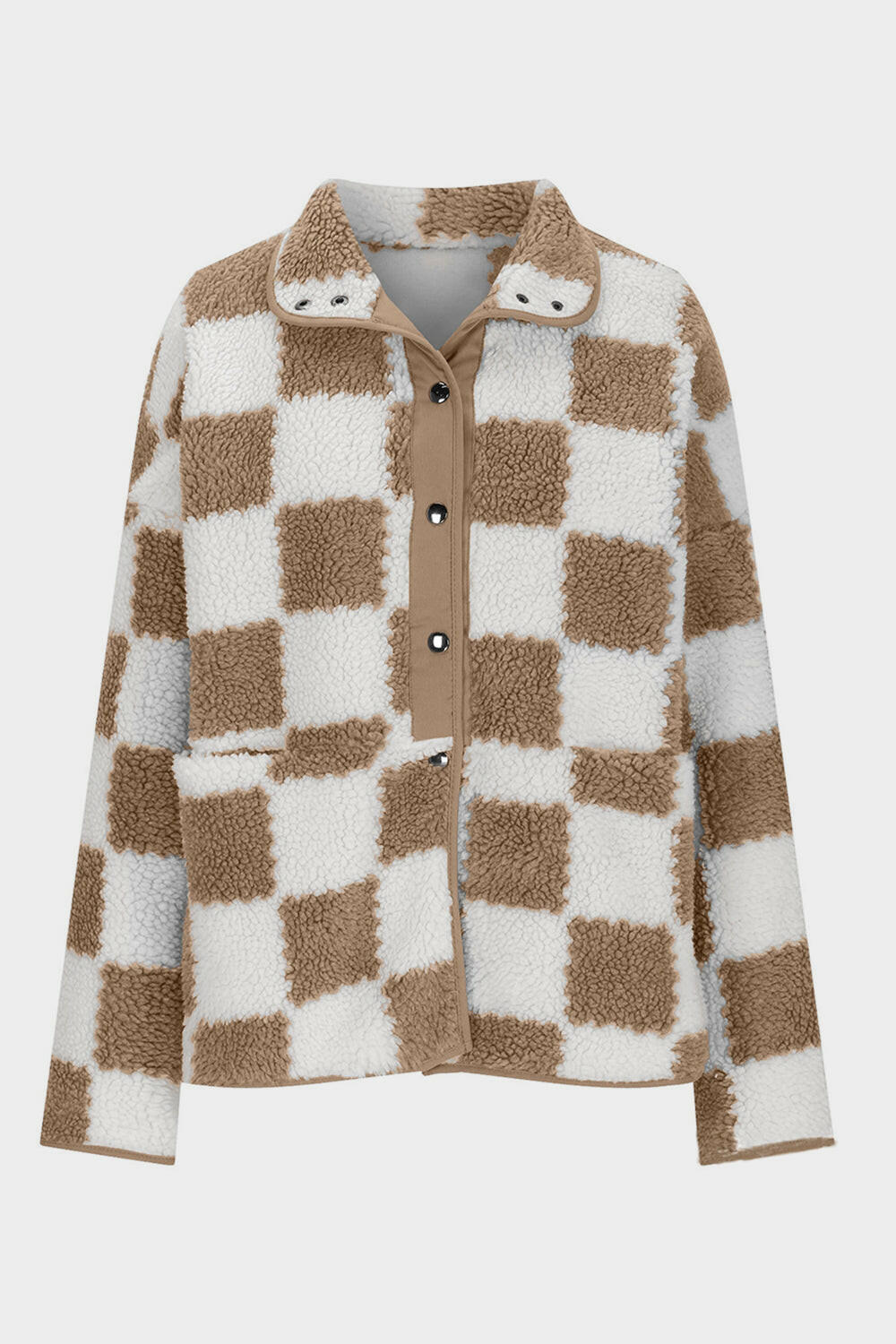 Checkered Teddy Jacket with Buttoned Pockets – Krush Kandy
