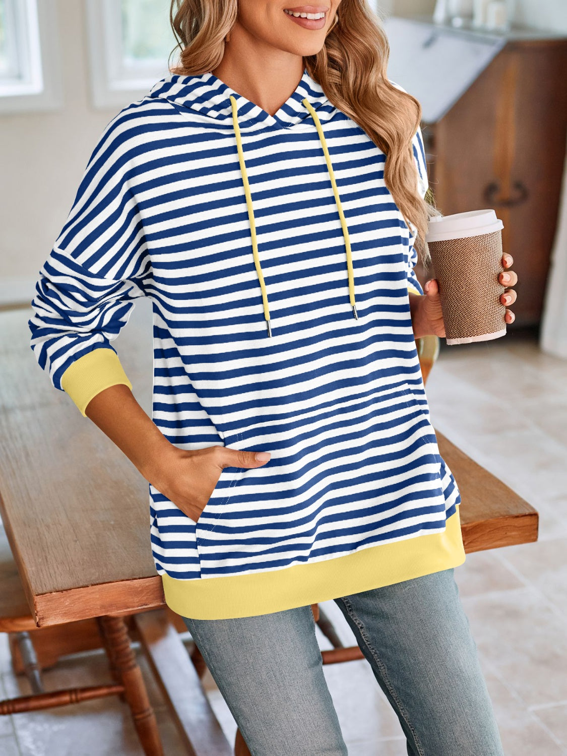 Lovelet Drawstring Striped Long Sleeve Hoodie-Krush Kandy, Women's Online Fashion Boutique Located in Phoenix, Arizona (Scottsdale Area)