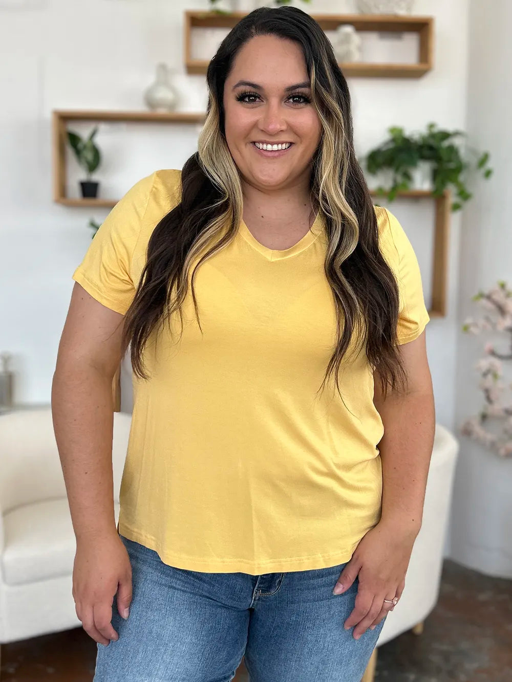 Basic Bae Essential V-Neck Bamboo Top-Tops-Krush Kandy, Women's Online Fashion Boutique Located in Phoenix, Arizona (Scottsdale Area)