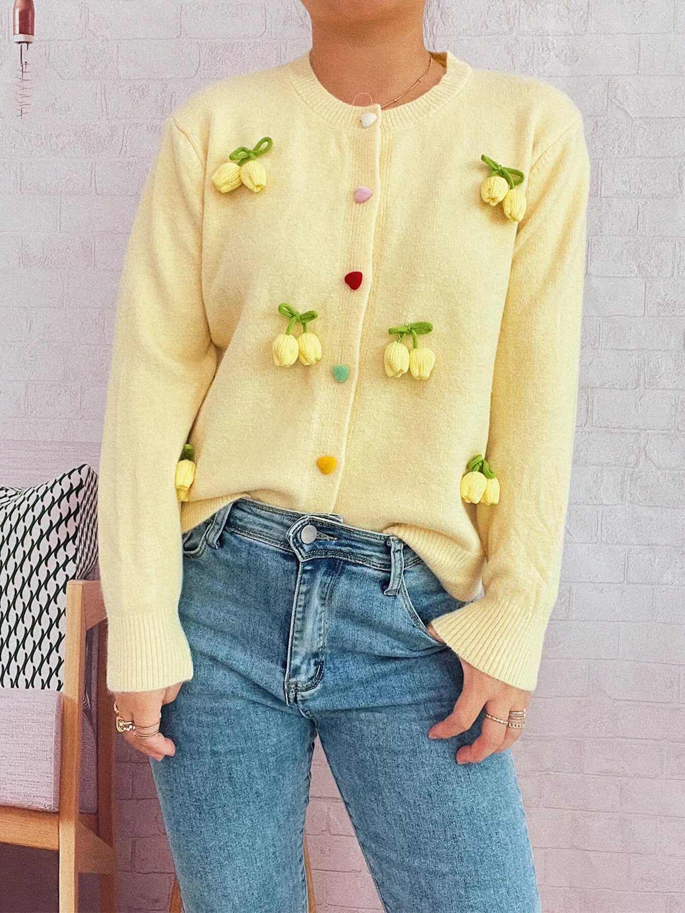 Flower Button Up Long Sleeve Cardigan-Cardigans-Krush Kandy, Women's Online Fashion Boutique Located in Phoenix, Arizona (Scottsdale Area)