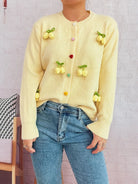 Flower Button Up Long Sleeve Cardigan-Cardigans-Krush Kandy, Women's Online Fashion Boutique Located in Phoenix, Arizona (Scottsdale Area)