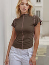 Ruffled Edge Mock Neck Top-Tops-Krush Kandy, Women's Online Fashion Boutique Located in Phoenix, Arizona (Scottsdale Area)