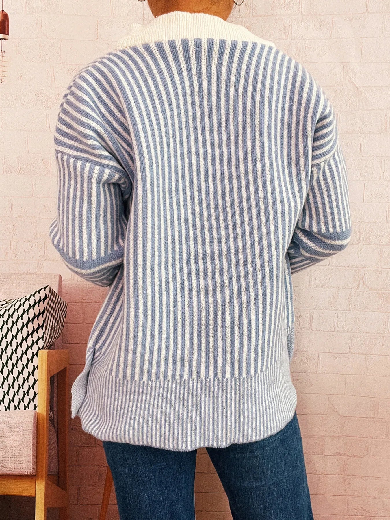 Striped Button-Front Cardigan with Contrast Trim-Cardigan-Krush Kandy, Women's Online Fashion Boutique Located in Phoenix, Arizona (Scottsdale Area)