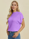 Double Take Full Size Mock Neck Short Sleeve Sweater-Krush Kandy, Women's Online Fashion Boutique Located in Phoenix, Arizona (Scottsdale Area)
