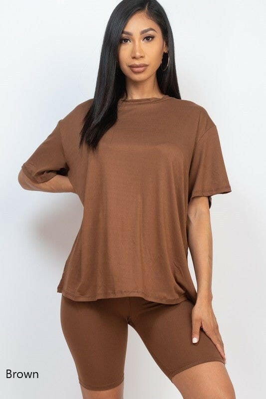 Loose Fit Oversized Bike Short Set| S-2X-2 Piece Outfit Sets-Krush Kandy, Women's Online Fashion Boutique Located in Phoenix, Arizona (Scottsdale Area)