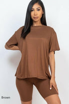 Loose Fit Oversized Bike Short Set| S-2X-2 Piece Outfit Sets-Krush Kandy, Women's Online Fashion Boutique Located in Phoenix, Arizona (Scottsdale Area)