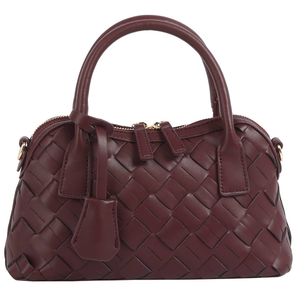 Woven Faux Leather Satchel-Purses & Bags-Krush Kandy, Women's Online Fashion Boutique Located in Phoenix, Arizona (Scottsdale Area)