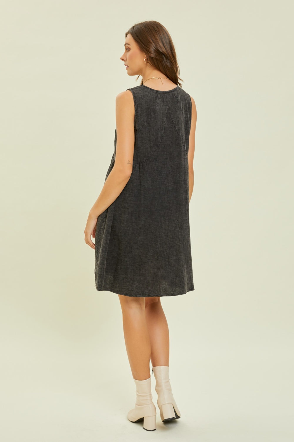 HEYSON Full Size Texture V-Neck Sleeveless Flare Mini Dress-Krush Kandy, Women's Online Fashion Boutique Located in Phoenix, Arizona (Scottsdale Area)