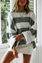 Striped Round Neck Long Sleeve Sweater-Krush Kandy, Women's Online Fashion Boutique Located in Phoenix, Arizona (Scottsdale Area)